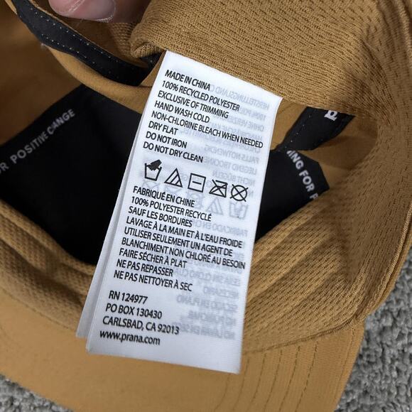 PrAna Hat Cap Snap Back Mens One Size Brown Recycled Polyester Patch Logo - Picture 10 of 10